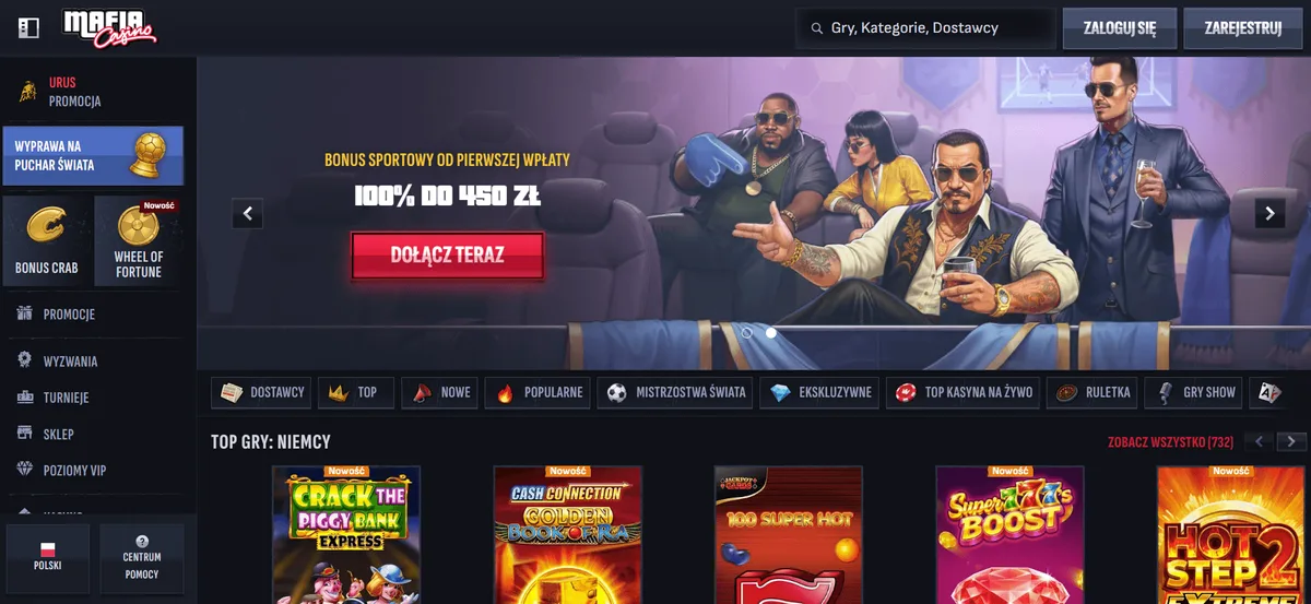 MafiaCasino homepage kasyna kryptowalutowe